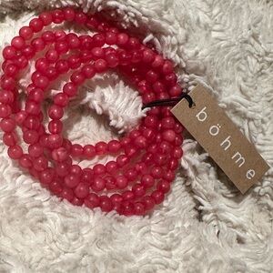 BOHME 5 piece Fuchsia Bead Stretch Bracelet Set NEW $36